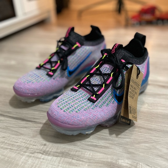 Nike Air Vapormax 2021 Flyknit Pink Blast Photo Blue DX3… - Picture 8 of 11